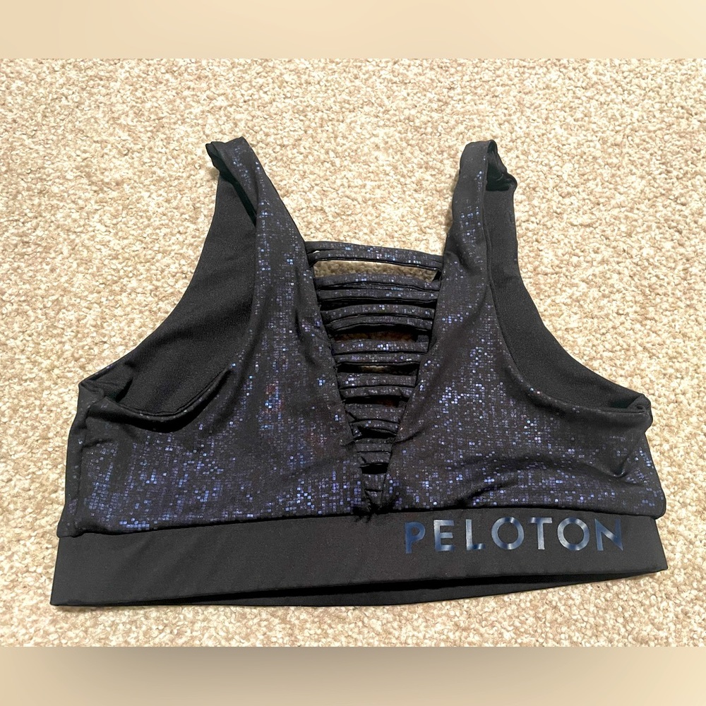 Peloton sports bra. Black and blue.  Size small.